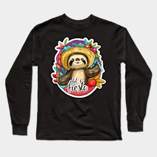 Sloth cinco de mayo let's fiesta Long Sleeve T-Shirt